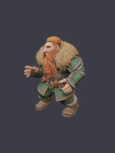 The Dwarf as a rigged 3D model