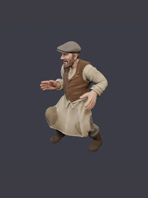 The Townsman as a rigged 3D model