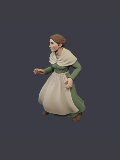 The Townswoman as a rigged 3D model